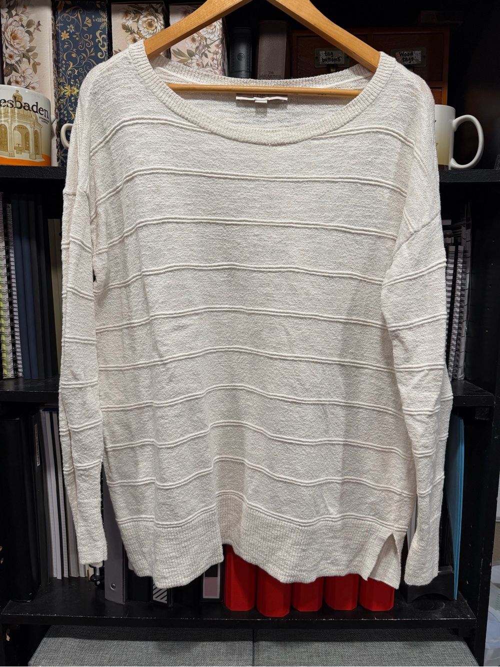 LOFT Cream Textured Knit Sweater